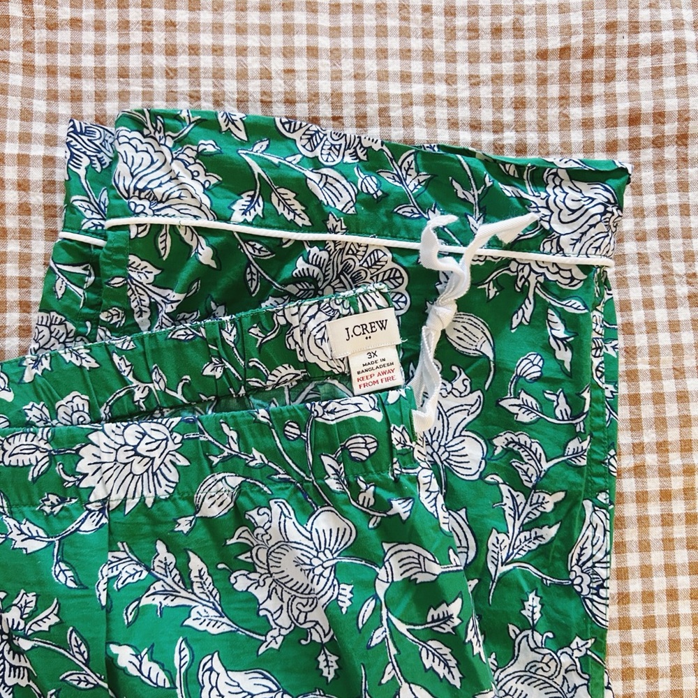 J.Crew Green Floral Pajama Pants